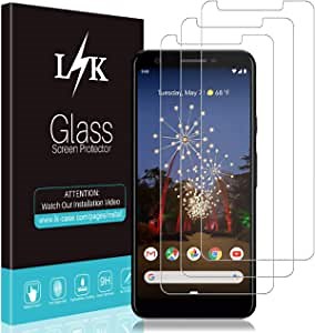 [3 Pack] L K Screen Protector for Google Pixel 3a XL, Tempered-Glass 9H Hardness, Lifetime Replacement Warranty