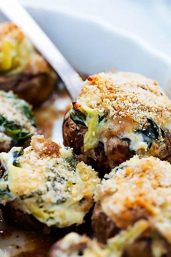 Spinach Artichoke Dip Stuffed Mushrooms (and my first video!)