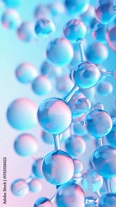 Peptide molecules blue pink gradient, molecular structure, biotechnology, cosmetic science, anti-aging formula, nanotechnology, skincare innovation, scientific visualization