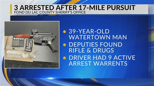 Wisconsin man with 9 active arrest warrants arrested after 17-mile pursuit through Fond du Lac County