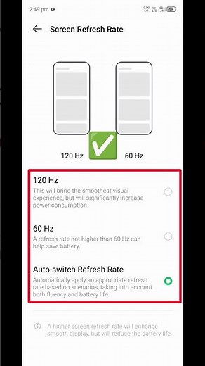 Screen Refresh Rate Setting 🤫 / How to increase Screen Rafresh Rate Setting ✅ #tech #shorts