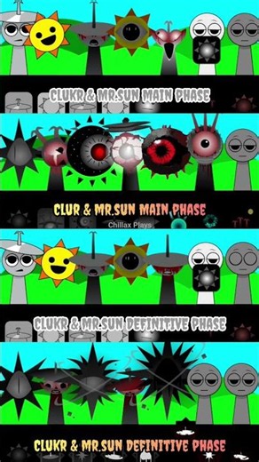 Sprunki Main Phase 1-7 Vs Sprunki Definitive Phase 1-7 Of Clukr & Mr.Sun #incredibox #sprunkimod