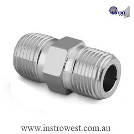 SS Hex Nipple 1/2 in. Male NPT to 1/2 in. Male ISO Tapered Thread (BSP)