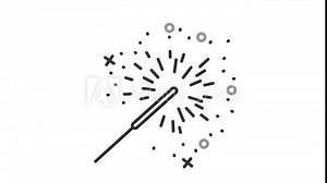 New year animation set. Winter holiday celebration animated line icons. Festive fireworks. Happy new year. Black illustrations on white background. HD video with alpha channel. Motion graphic