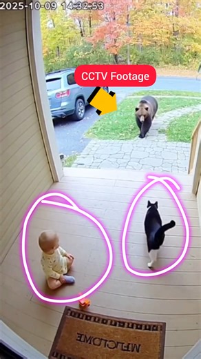 🐻 Cat Confronts Bear to Protect Baby | Incredible CCTV Moment 😺💥🥰 #HeroCat #BearEncounter #CCTVRealFootage #AnimalRescue #reels | Reaction Time