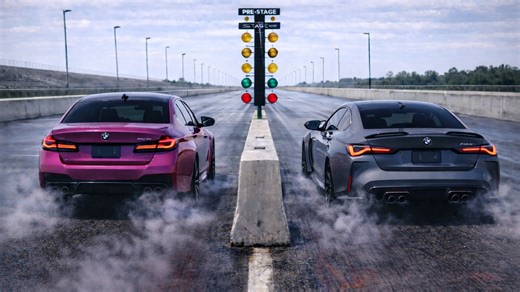 BMW M4 vs BMW M5 drag race