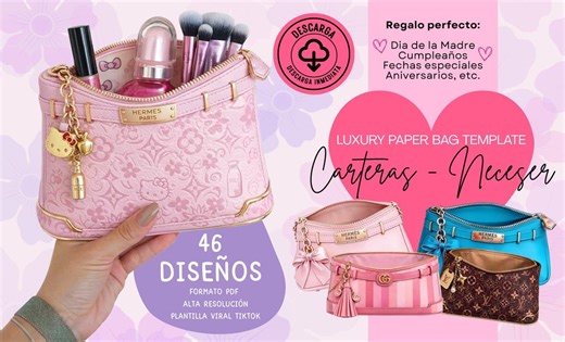 Makeup Pouch Templates, Printable Makeup Bag Template, DIY Paper Bag Kit, Luxury Bag Printables, Printable Luxury Gift Bags - Etsy