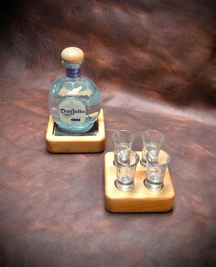 Handcrafted Cherry Wood Bar Set - Bottle Pedestal   Flight Board - Whiskey & Tequila Gift for Men - Masculine Home Bar Decor - Etsy