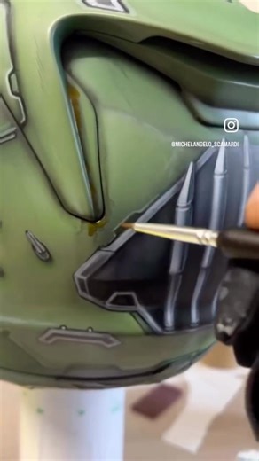 WIP🩸DOOM Slayer HJC Helmet • #airbrush #customhelmet #helmetdesign #custom #motorcycle #doomslayer