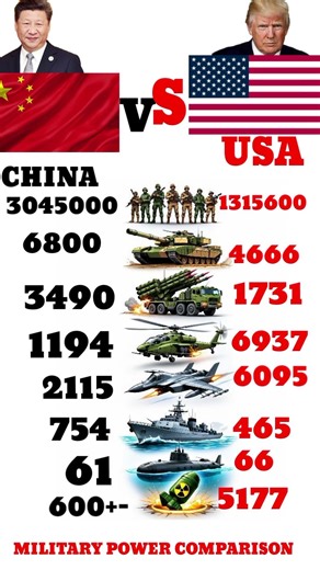 China vs USA Military Power Comparison 2025 #military #army #militarypower #powercomparison