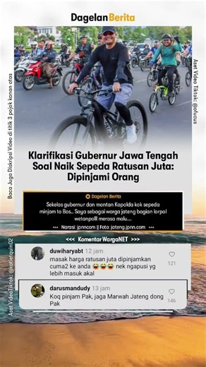 Klarifikasi Gubernur Jawa Tengah soal Naik Sepeda Ratusan Juta: Dipinjami Orang