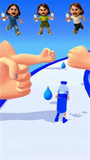 Blue liquid bottle dashing to the finish! 💧 #LiquidDash #BlueBottle