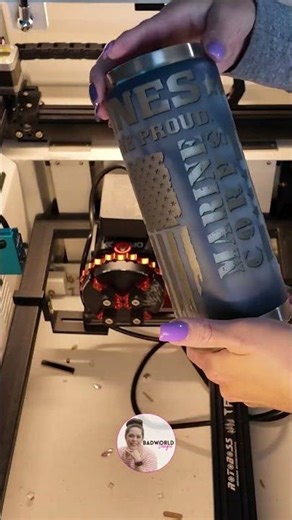 Full wrap laser engraving on a Yeti tumbler—from setup to final clean. #foryou
