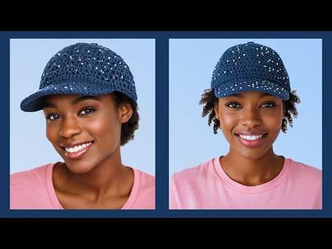 i covered a baseball cap with crochet yarn and rhinestones and got this!