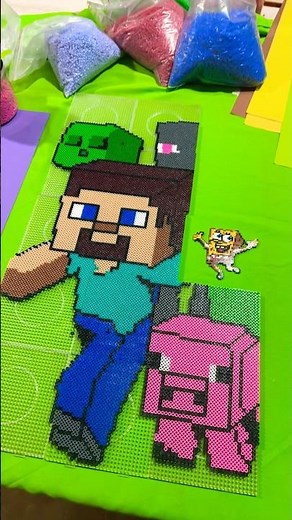 Making Steve from Minecraft with Hama Beads #minecraft #hamabeads #steve