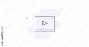 video player 2d animated outline icon. video player line icon 4k video motion design graphics for web, mobile and ui design.