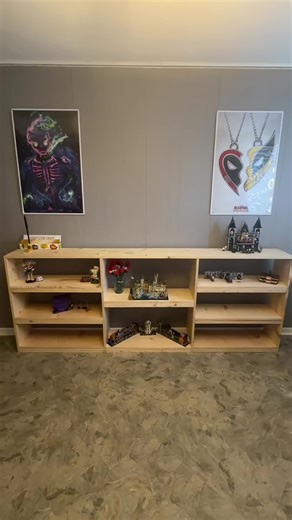 The hubby and I built my shelf for my Legos🤘🏽🤍 still need to stain it and add a shelf going up! #fyp #legos #legotiktok #harrypotterlego #legoaddict @LEGO