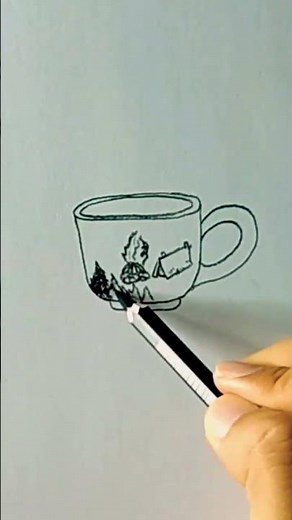 cara menggambar cangkir kopi | how to draw coffe cup #art #coffee #drawing