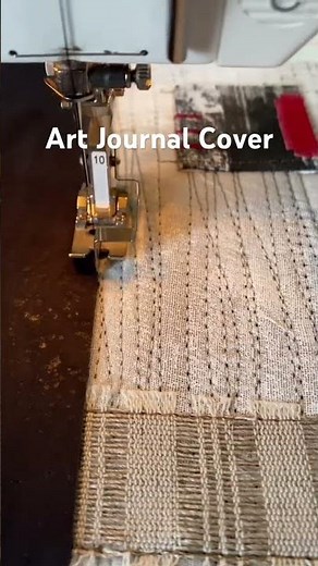 Stitching Art Journal Cover with Bernina 10 foot. #textileart #sewing #artjournal #mixedmedia