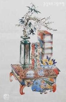 민화 책가도, 수묵채색으로 그리기 / Painting a Minhwa Chaekgado in Ink Wash & Color #SungwooKim’sPaintingJourney