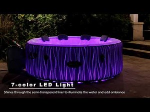 SaluSpa Hollywood AirJet Inflatable Hot Tub Spa With LED Lights