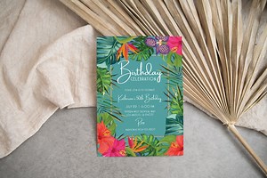 Tropical Floral Birthday Invitation: Luau Party (editable Template) - Etsy
