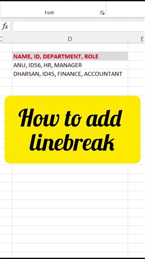 how to add linebreak in excel sheet.. #excel #exceltips #msexceltutorial #shorts