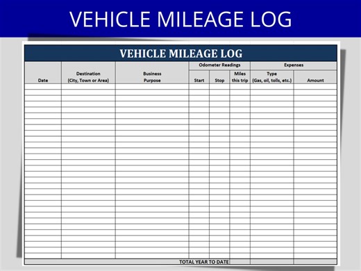 Buy Vehicle Mileage Log: Editable Excel HR Template (digital Download) Online in India - Etsy
