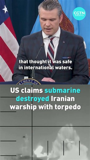 US claims submarine sunk Iranian warship with torpedo missile