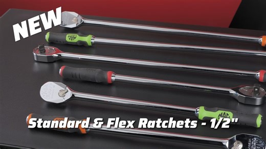 Mac Tools on Instagram: "🚨 BRAND NEW to the MAX90 lineup! 🚨 Meet the next-level standard and flex ½” ratchets built for more torque, longer life, and smoother engagement. ✅ 90 tooth slim profile for max access ✅ Reinforced flex head for reliability ✅ Comfort-Grip™ handle—customizable in red, green, or orange ✅ Dual-sided slide lock for secure use ✅ High polish chrome finish for lasting durability Contact your distributor today to learn more. #MacTools #FallShow #MAX90"
