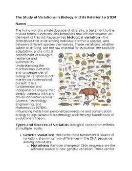 Variations & STEM - No Prep - Worksheet - 100% Editable