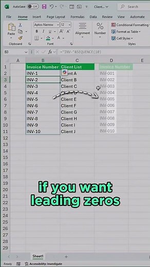 Auto Generate Invoice Numbers in Excel | Simple & Easy Tutorial #excel #exceltips #exceltricks #hack