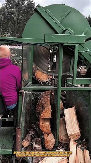 Firewood Processor Machine Cuts and Splits Logs Fast #woodworking