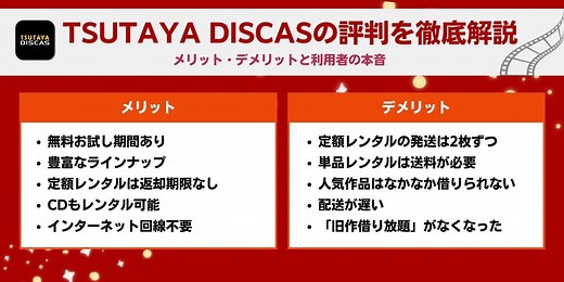 TSUTAYA DISCASの評判を徹底解説｜メリット・デメリットと利用者の本音 | シネマトゥデイ VOD比較