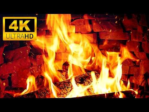 🔥 Relaxing Fireplace 4K & Crackling Fire Sounds with Burning Logs🔥3 Hours of Warm & Cozy Fireplace