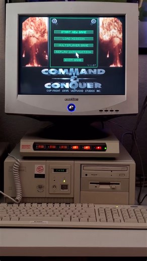 Tom on Instagram: "Command & Conquer on real 486 hardware from 1995 💥 Before this, strategy games had MIDI beeps. Then Westwood gave us Frank Klepacki's industrial metal through CD audio. That install sequence. Kane's briefing. The sound of war filling your friend's basement. If you had this exact setup... you lived it 🎮 Real hardware. Real chaos. Brotherhood of Nod or GDI? Drop your faction! ⚔️ #dosgaming #retrogaming #retrogames #retrogamer #retrogamers #retro #retrocomputer #retrocomputing 