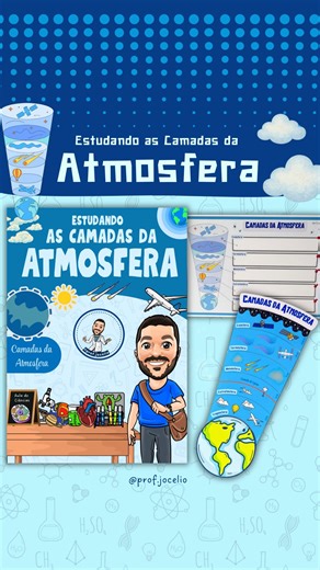 Jocélio Batista I Materiais Didáticos 🧑🏻‍💻 on Instagram: "☁️ESTUDANDO AS CAMADAS DA ATMOSFERA ☁️Nesta atividade, os alunos irão explorar a organização da atmosfera terrestre, conhecendo suas principais camadas: troposfera, estratosfera, mesosfera, termosfera e exosfera. A proposta envolve a construção de uma atividade simulativa para que os alunos possam escrever um pouco sobre cada uma delas na parte interna do material. ☁️Itens inclusos: ☁️01 arquivo em folha A4, contendo: ☁️01 Flipbook com