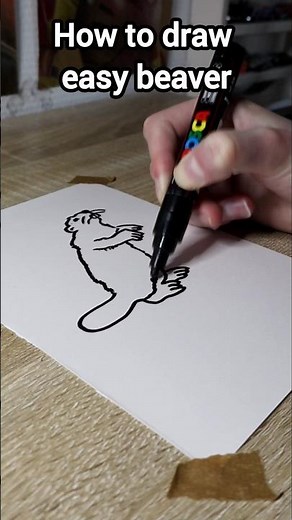 How to draw easy a beaver✏️ #howtodraw #drawing #shorts