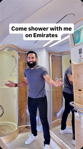Dr. Amer Hussain on Instagram: "Heated floors. Shower on a plane. Bucket list, officially checked. 😮‍💨🚿✈️ Proof that once you raise your standards, the world meets you there. Grateful, inspired, and just getting started. 🤲🏽💪🏽 Emirates first class. #emirates #shower #bucketlist #luxurytravel #firstclass"