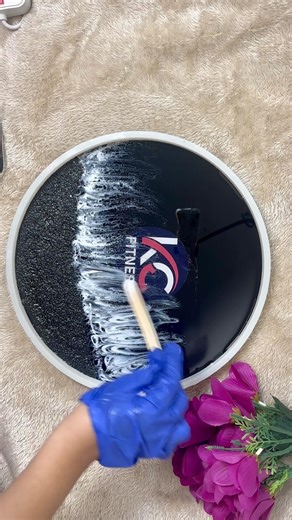 Black ocean theme wallclock🖤 #viralvideo #black #oceantheme #wallclock #resinart #handmade #shorts