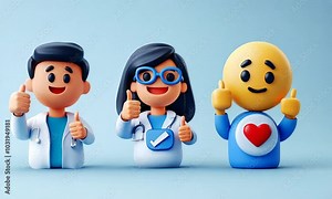 3D cartoon characters with thumbs up, happy and confident. Stock Video