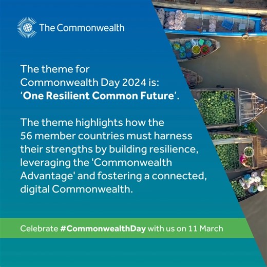 On 11 March, 56 member countries will come together to mark #CommonwealthDay under the theme: 🌍 'One Resilient Common Future: Transforming our Common Wealth' Learn more and download resources to celebrate #Commonwealth Day 2024 👉🏿: http://bit.ly/34uQ252 | The Commonwealth