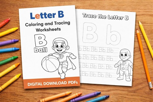 Superhero Letter B Coloring and Tracing Worksheets | Preschool ABC Activity (digital Download) - Etsy