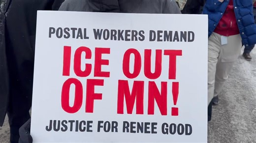 Postal workers march against federal immigration agents as daily protests continue in Minneapolis
