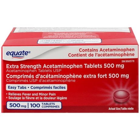 Equate Extra Strength Easy Tabs 500 mg, 100 Acetaminophen Tablets USP - Walmart.ca