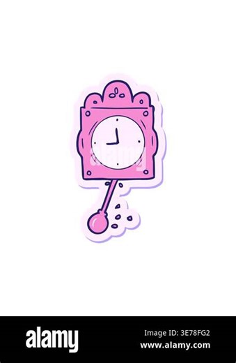 popping motion animation of sticker of a cartoon ticking clock Stock Video Footage - Alamy