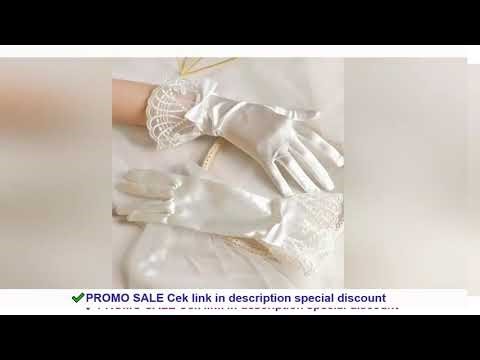Vintage Wedding Date White Satin Lace Short Gloves Ladies Bride Accessories