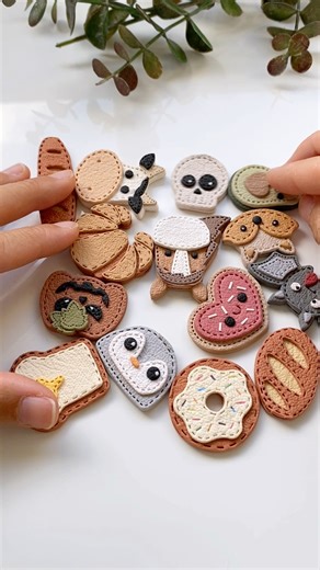 faux leather keychains, but with polymer clay! 🤭 cutters and and keychains available now ✨