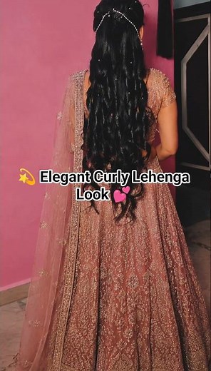💫 Long Curly Hairstyle with Lehenga | Elegant Party Look 💕