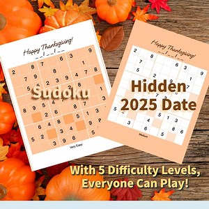Thanksgiving Day Sudoku Puzzle Printable - Etsy Australia